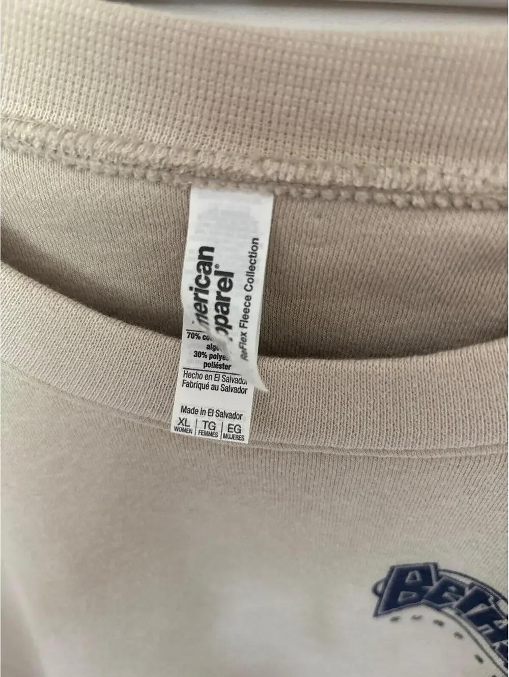 Bethany Surf Shop American Apparel Beige Cropped Sweatshirt XL